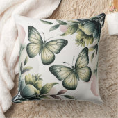 Coussin Sage Green Butterfly Throw Pillow (Couverture)