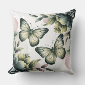 Coussin Sage Green Butterfly Throw Pillow (Recto)