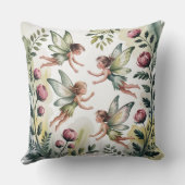 Coussin Sage Green Fairycore Floral Throw Pillow (Verso)