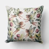 Coussin Sage Green Fairycore Floral Throw Pillow (Recto)