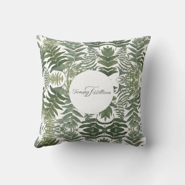 Coussin Sage Green Floral Élégant (Verso)