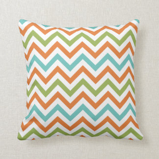 Coussin Sage Green, Orange et Robins Egg Blue Chevron