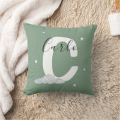 Coussin Sage Green Personalized Baby Name Pillow Custom (Couverture)