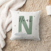 Coussin Sage Green Personalized Baby Name Pillow Custom (Couverture)