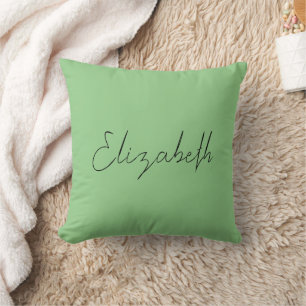 Coussin Sage Green Remplacez votre propre nom personnalisé