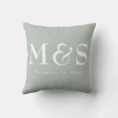 Coussin Sage Green Simple Moderne Chic Mariage Script (Verso)