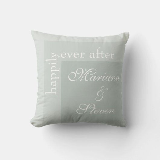 Coussin Sage Green Simple Moderne Chic Mariage Script (Recto)