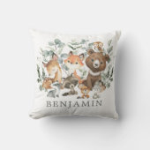 Coussin Sage Greenery Bois Forêt Animaux Baby Nursery (Recto)