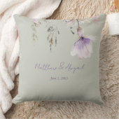 Coussin Sage & Lavender Floral Mariage Personnalisé (Couverture)