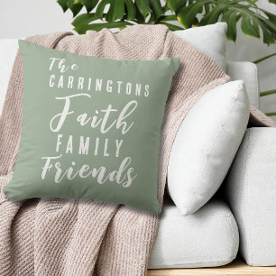 Coussin Sage Teinte Terre Personnalisée Famille Amis Foi