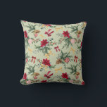 Coussin Sage Vert hiver Botanique Verdure Bow Motif<br><div class="desc">Cette collection présente d'élégantes aquarelles vertes, des guirlandes festives et des accents dorés pour un look de vacances intemporel.</div>