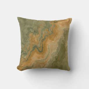 Coussin Sage Vert Olive Moutarde Jaune Imprimé 40cm