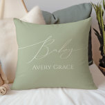 Coussin Sage Whimsical Vert Avec Nom De Bébé<br><div class="desc">Présentant notre sauge géant vert avec l'oreiller jetez nom bébé, parfait pour votre simple fête moderne boho chaque saison de l'année! Ce coussin à l'ambiance boho-chic et neutre, à la calligraphie élégante et au design minimaliste délicat, est idéal pour les filles comme pour les garçons. De plus, il est modifiable,...</div>