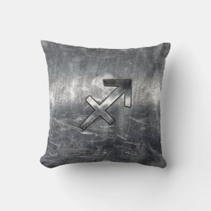 Coussin Sagittaire Symbole Grunge Distressed Style Acier