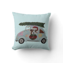 Saint Bernard dans une voiture Hippie à Noël