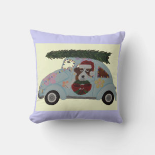 Coussin Saint Bernard dans une voiture Hippie à Noël