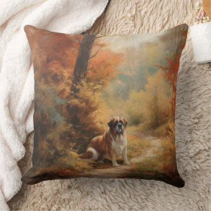 Coussin Saint Bernard en automne Feuilles Automne automne