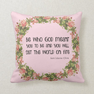 Coussin Saint Catherine des roses de citation de Sienne