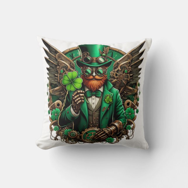 Coussin Saint Patrick's Day trèfle à vapeur (Recto)
