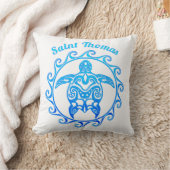 Coussin Saint Thomas tribal de tortue de bleu d'océan (Couverture)