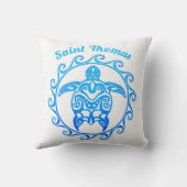 Coussin Saint Thomas tribal de tortue de bleu d'océan (Verso)