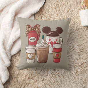Coussin Saint-Valentin Amoureux du café Latte amusant