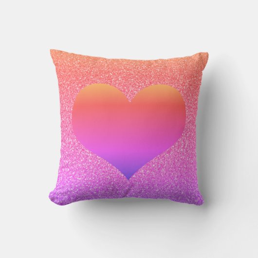 Coussin Saint-Valentin cœur Anniversaire Rose Or Pailleté (Recto)