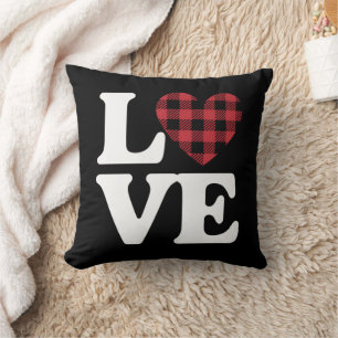 Coussin Saint-Valentin Cœur Carreaux Amour