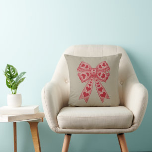 Coussin Saint-Valentin Cœur Coquette nœud rétro Saint-Vale