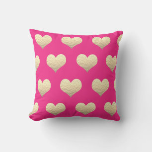 Coussin Saint-Valentin Cœur Doré Motif Rose Fille Mignonne