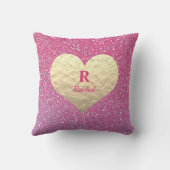 Coussin Saint-Valentin Cœur Monogramme Or Rose Pailleté (Verso)