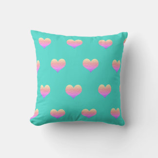 Coussin Saint Valentin Coeur Motifs rose Turquoise Turquoi