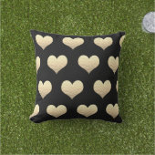 Coussin Saint-Valentin Cœurs Dorés Motifs Noir Doré (Herbe)
