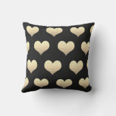 Coussin Saint-Valentin Cœurs Dorés Motifs Noir Doré (Verso)