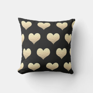 Coussin Saint-Valentin Cœurs Dorés Motifs Noir Doré