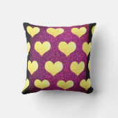Coussin Saint-Valentin Cœurs Dorés Paillettes Rose Noir (Verso)
