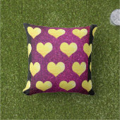 Coussin Saint-Valentin Cœurs Dorés Paillettes Roses et Noi (Herbe)