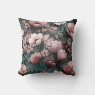 Coussin Saint-Valentin Fleurs Romantiques Rose Vert