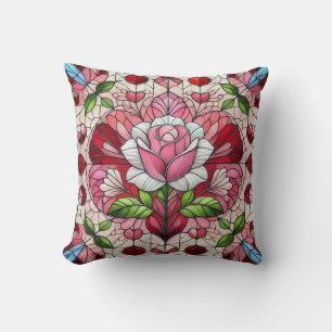 Coussin Saint-valentin florale en verre coloré