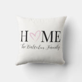 Coussin Saint-Valentin Maison Cœur Rose Nom de Famille (Verso)