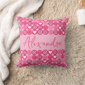 Coussin Saint-Valentin Motif Cœur Rose et Fleur Nom (Couverture)