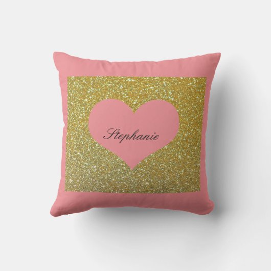Coussin Saint-Valentin Or Monogramme De Coeur En Paillette (Verso)