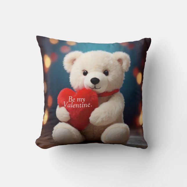 Coussin Saint-Valentin Ours en peluche (bleu) (Recto)