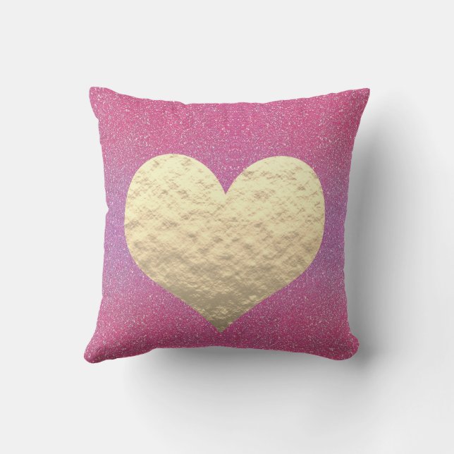 Coussin Saint Valentin Parties scintillant rose Coeur d'or (Verso)