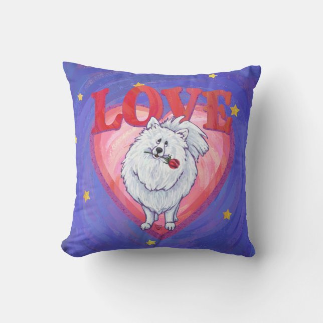 Coussin Saint Valentin Poméranie Blanche (Recto)