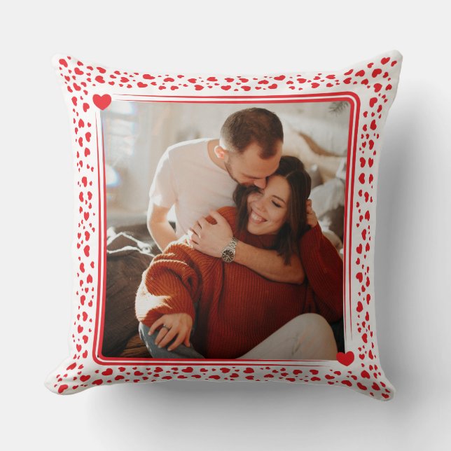 Coussin Saint-Valentin romantique cœur rouge (Recto)