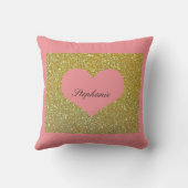 Coussin Saint-Valentin Rose Or Monogramme Pailleté Cœur (Verso)