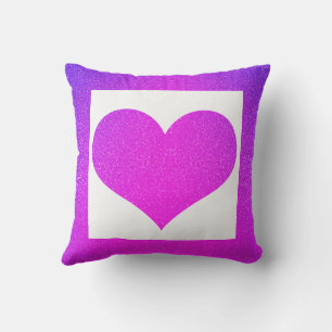 Coussin Saint-Valentin Rose Violet Pailleté Cadeau de Coeu