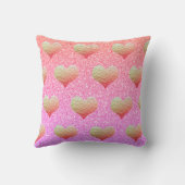 Coussin Saint-Valentin Rose Violet Paillettes Or Cœur (Verso)
