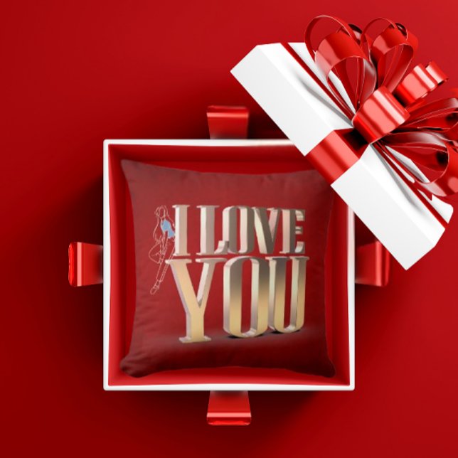 Coussin Saint Valentin Rouge 3D Je t'aime Jouer l'oreiller (Créateur téléchargé)